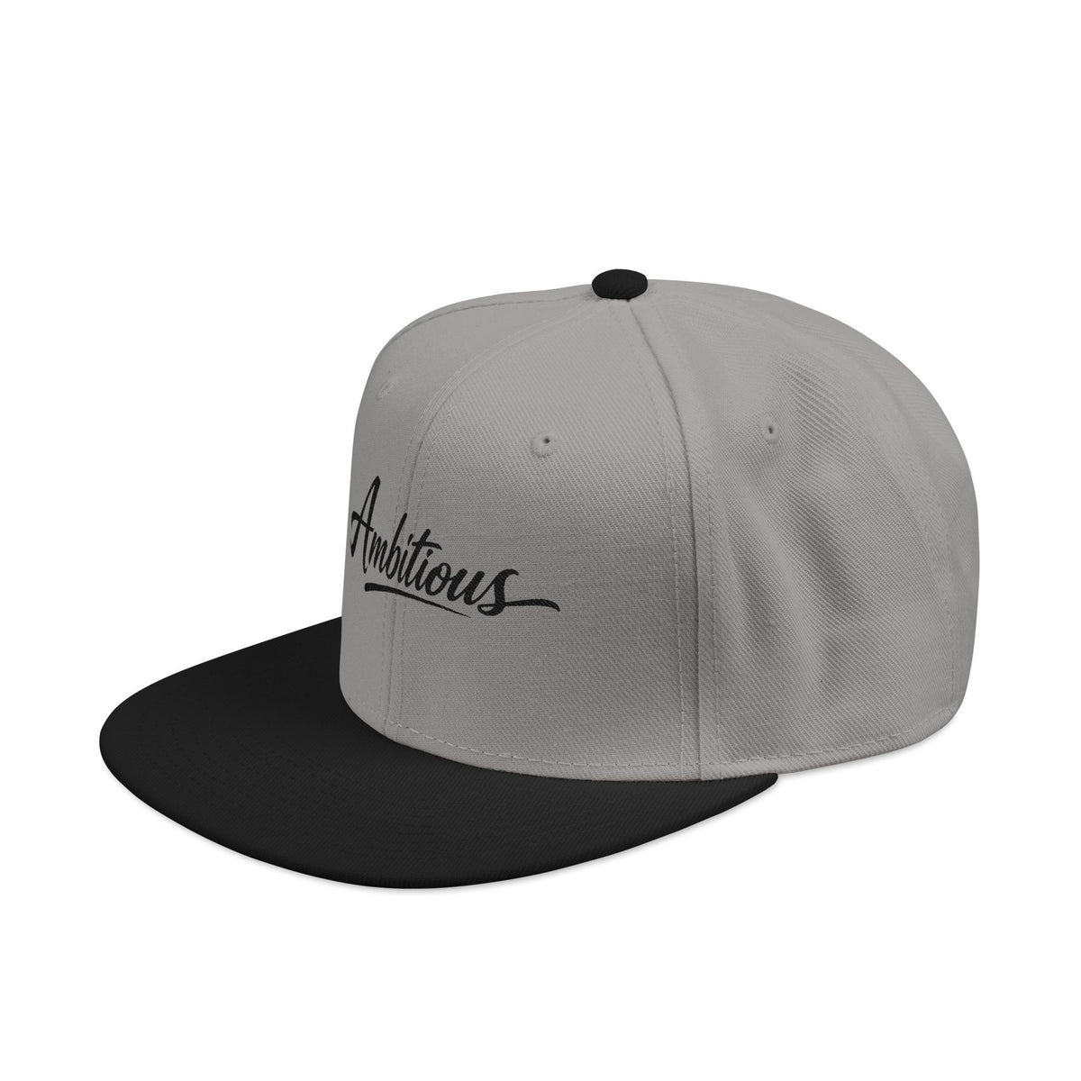 "Ambitious" Embroidered Flat Brim Snapback NO LMTS Cap