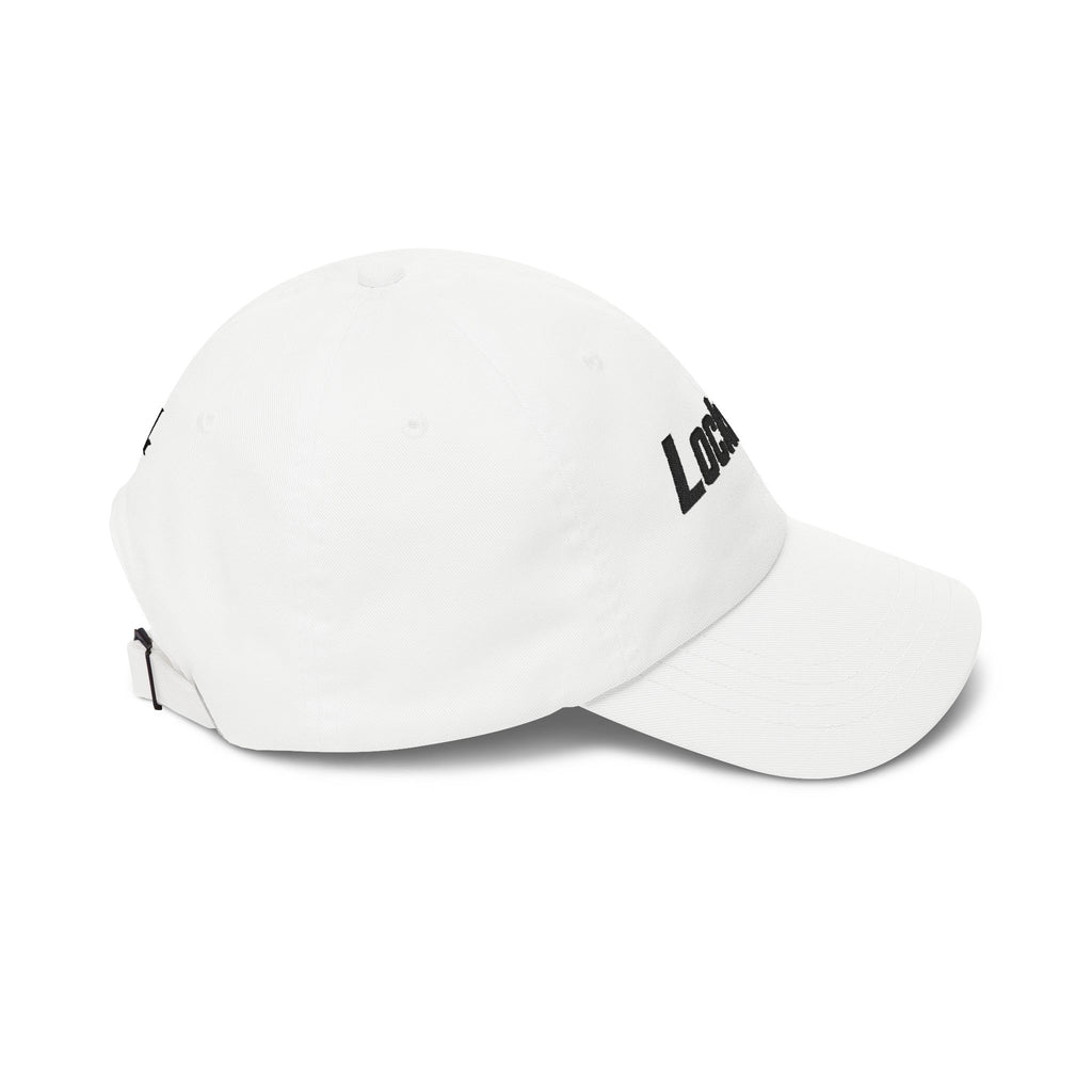 "LockedIn" White Classic Embroidered NO LMTS Cap
