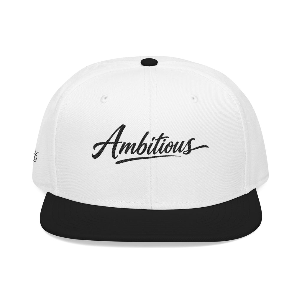 "Ambitious" Embroidered Flat Brim Snapback NO LMTS Cap