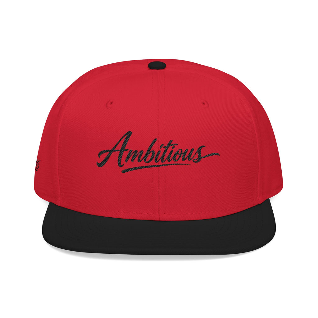 "Ambitious" Embroidered Flat Brim Snapback NO LMTS Cap