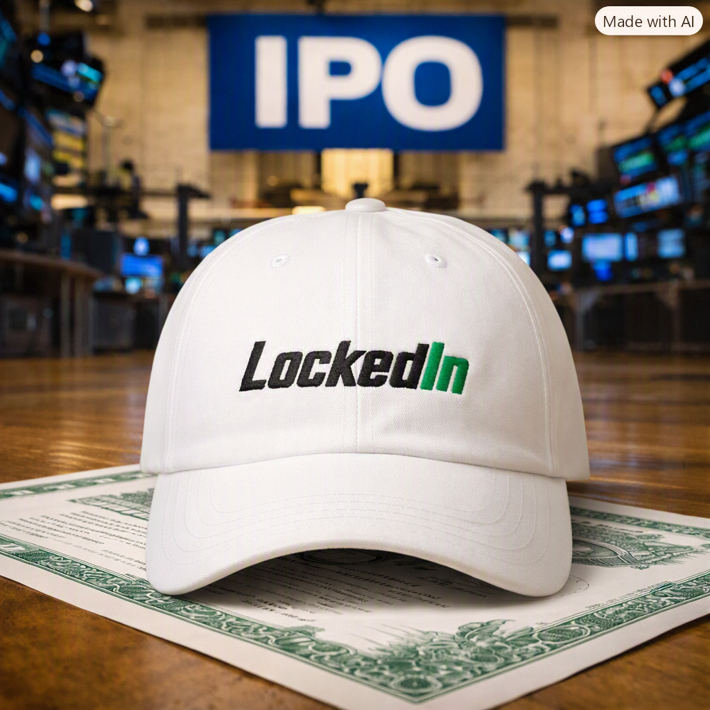 "LockedIn" White Classic Embroidered NO LMTS Cap