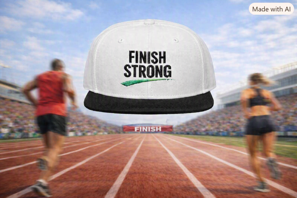"Finish Strong" Embroidered Snapback No LMTS Cap