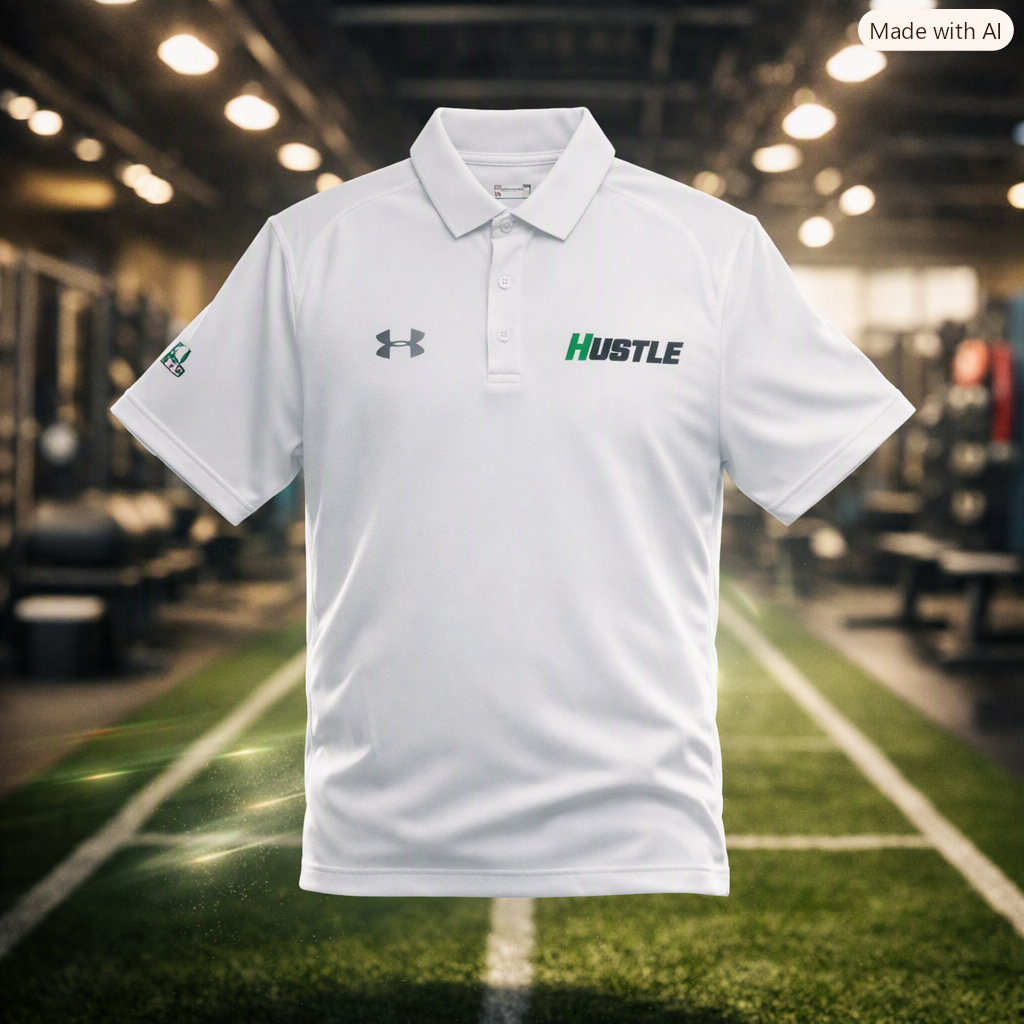 HUSTLE NO LMTS Embroidered Under Armour® Polo Shirt