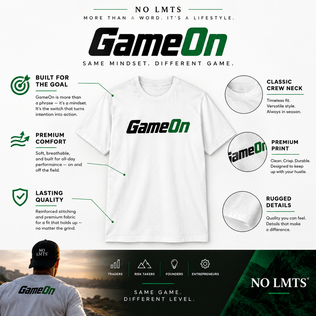 GameOn NO LMTS Unisex Max Heavyweight Short Sleeve Tee