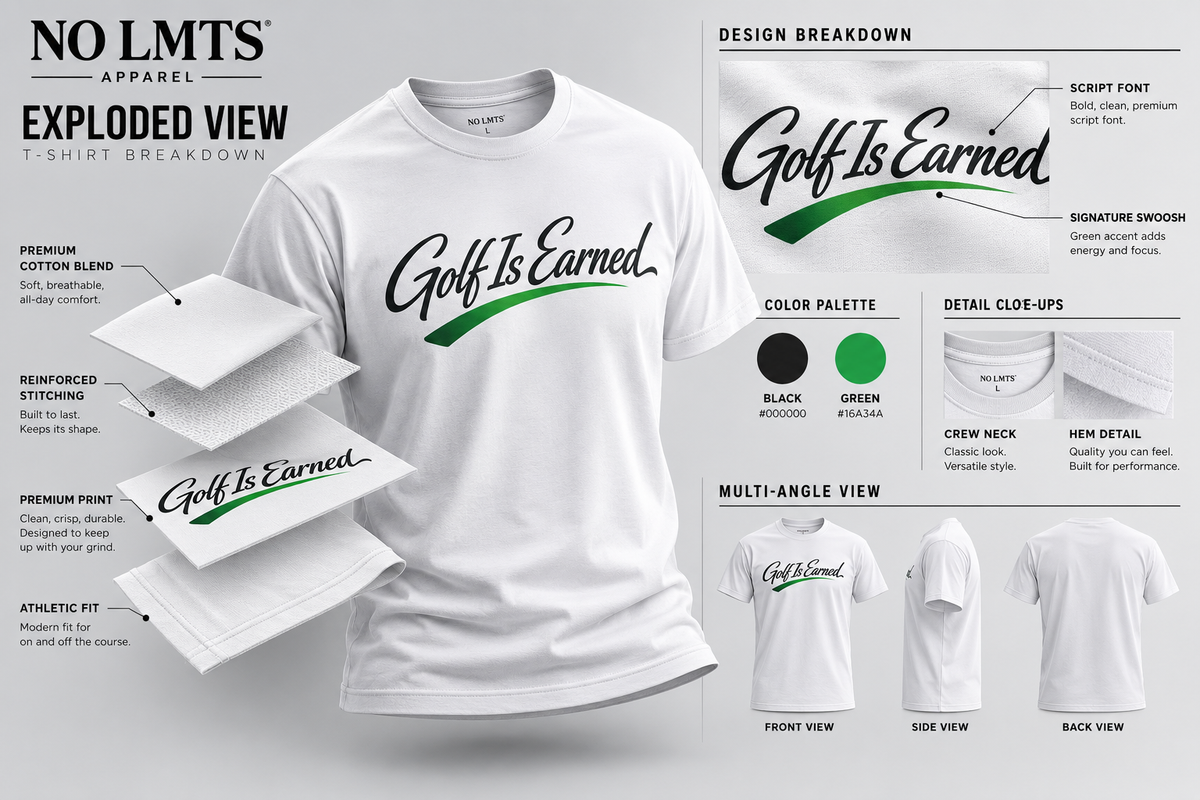 Golf Is Earned NO LMTS Unisex Max Heavyweight Short Sleeve Tee