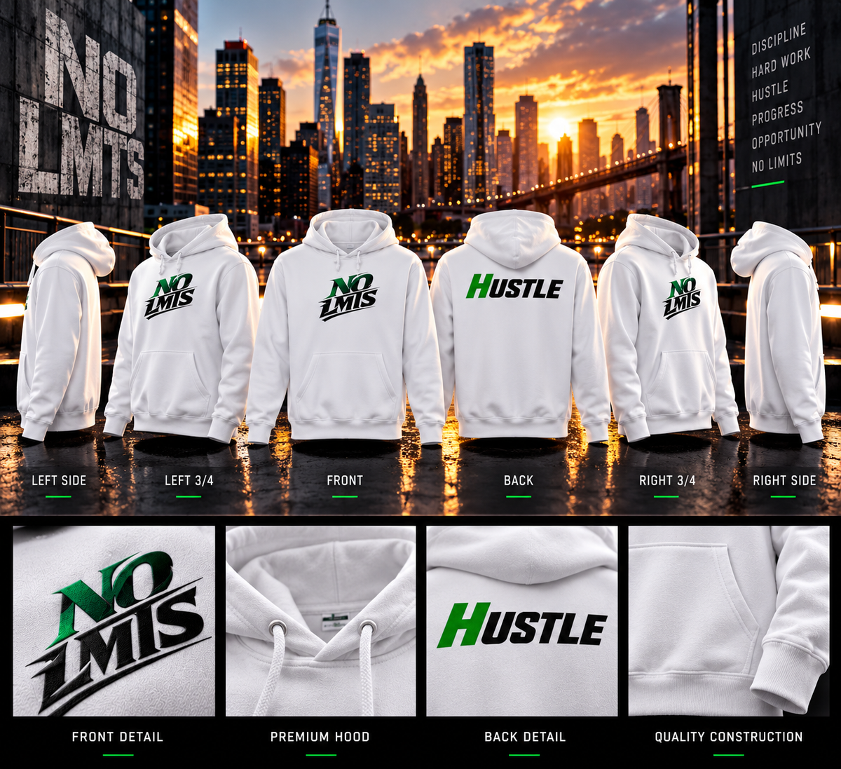 Hustle NO LMTS Unisex Heavyweight Hooded Sweatshirt