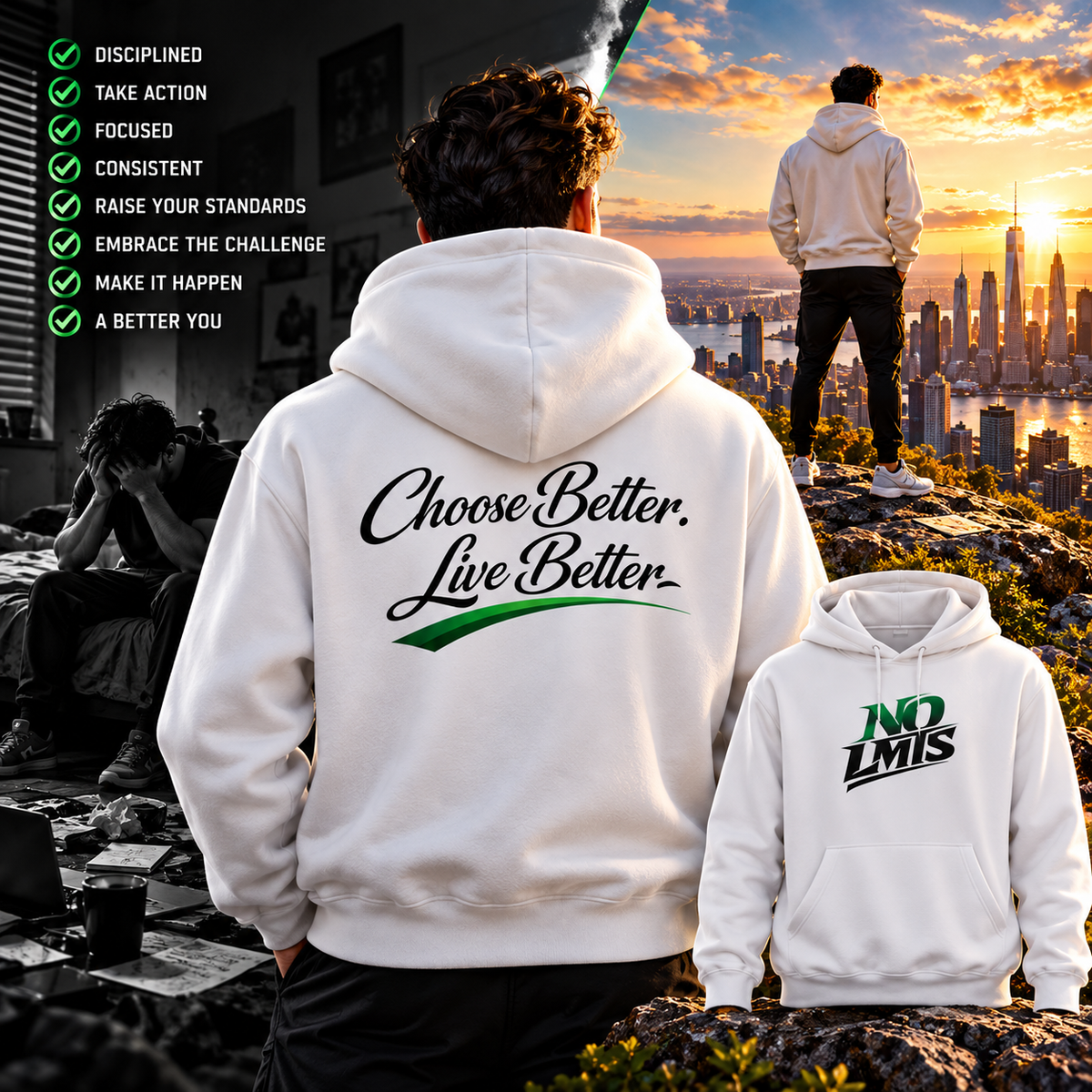 Choose Better, Live Better NO LMTS Unisex Heavyweight Hooded Sweatshirt
