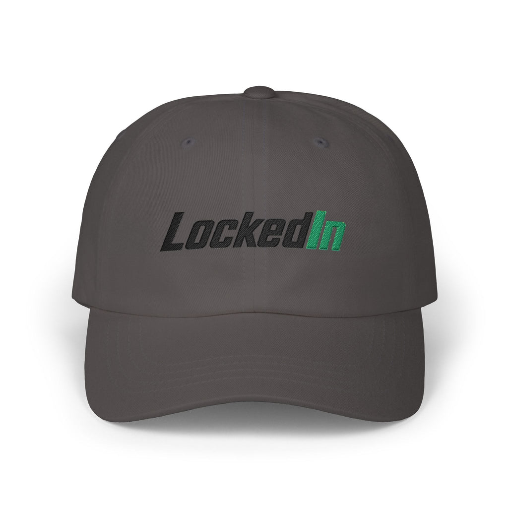 "LockedIn" White Classic Embroidered NO LMTS Cap