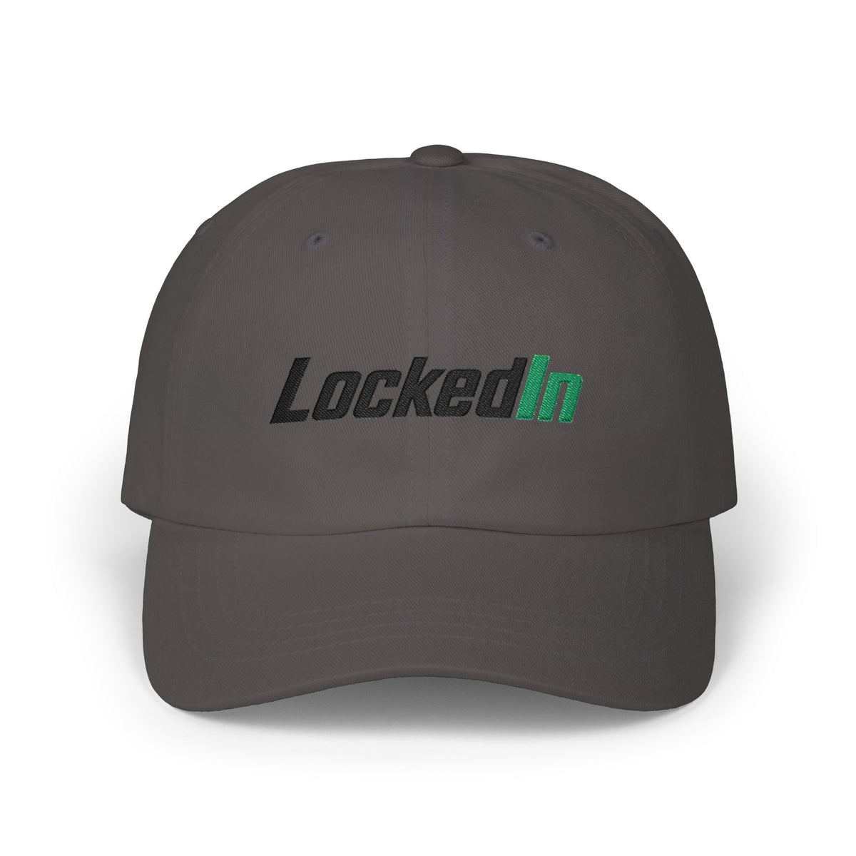 "LockedIn" White Classic Embroidered NO LMTS Cap