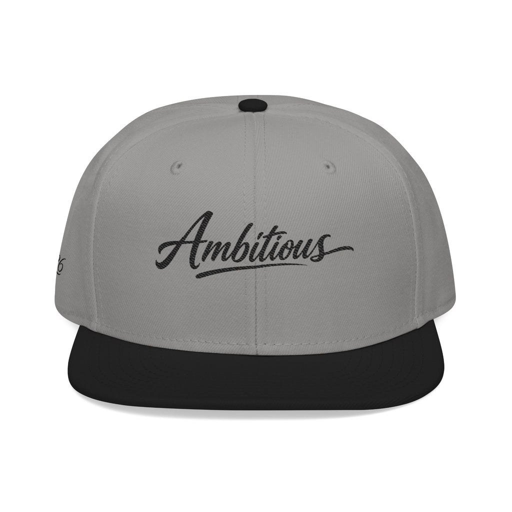 "Ambitious" Embroidered Flat Brim Snapback NO LMTS Cap